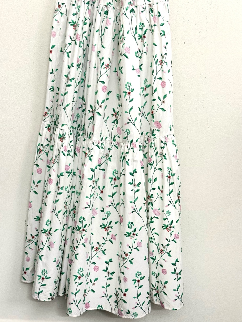 NWT Longchamp SS23 Floral Botanical Tiered Maxi Dress in White Floral Sz US 4 - Picture 8 of 17